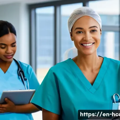 Home 30 건강관리사 직무별 연봉 비교 - A diverse group of healthcare professionals in a modern hospital setting: a personal care aide in sc...